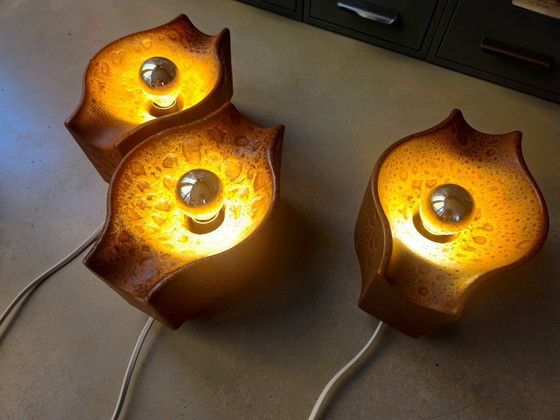 Image 1 of 1 van 3 Cari Zalloni keramieken vintage wandlamp; west germany fat lava stijl, keramische retro wandlamp