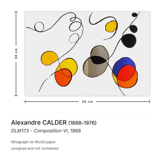 Lithographie d'Alexandre Calder DLM173 - Composition VI 1968 – Lithographies et sérigraphies, Paper (photo 3 of 5)