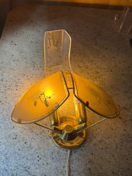 Wall Sconce, Art Deco Etched Panel Design, Brass Mount – Wall lights, Glass (photo 12 of 15)