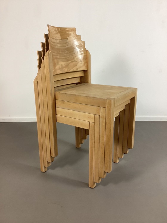 Image 1 of 4 X Thonet stapelbare gebogene Strand-Esszimmerstühle 1991