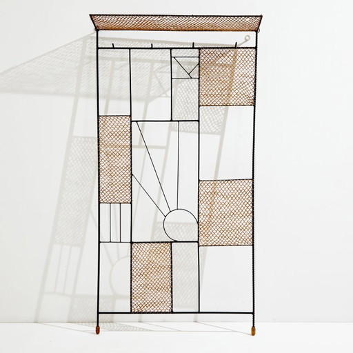 MK8606 Rattan and metal coat rack