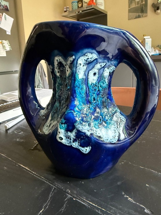 Vintage Vallauris Vase - Double Ear - Ecume De Mér - Fat Lava – Ceramic (photo 6 of 8)