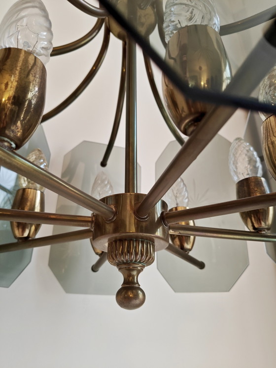 Lampadario vintage di Josef Brumberg Beleuchtungskörperfabrik – Brass, Glass (photo 5 of 5)