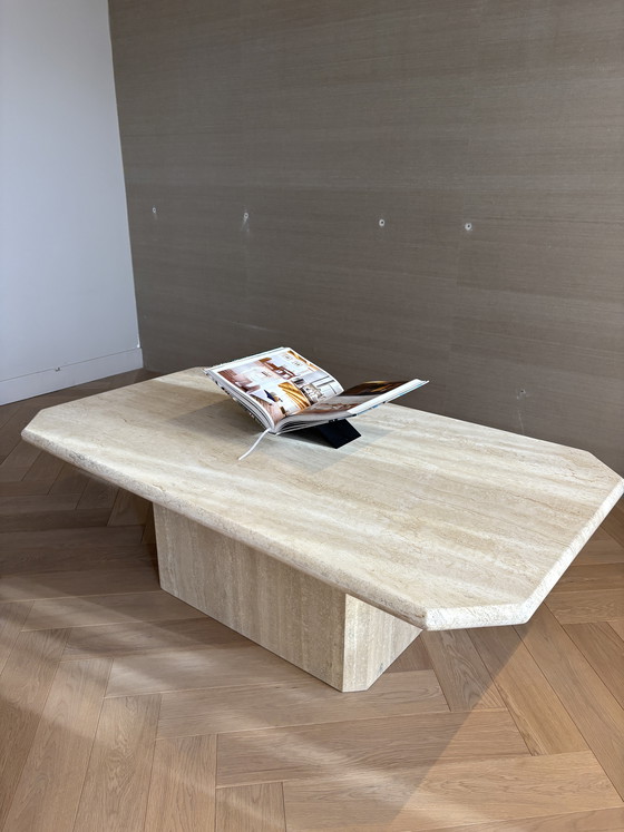Image 1 of Vintage travertine marble coffee table
