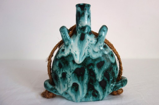 Fiaschetta in ceramica Fat Lava arte popolare Francia anni '50