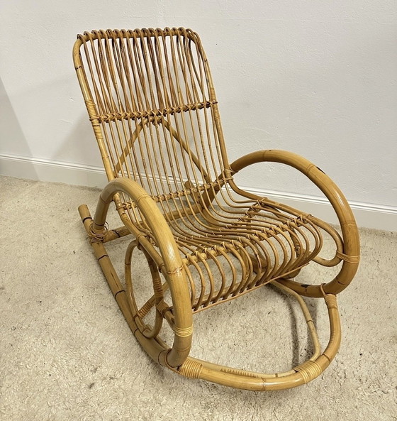 Image 1 of Bambus Rattan Schaukelstuhl
