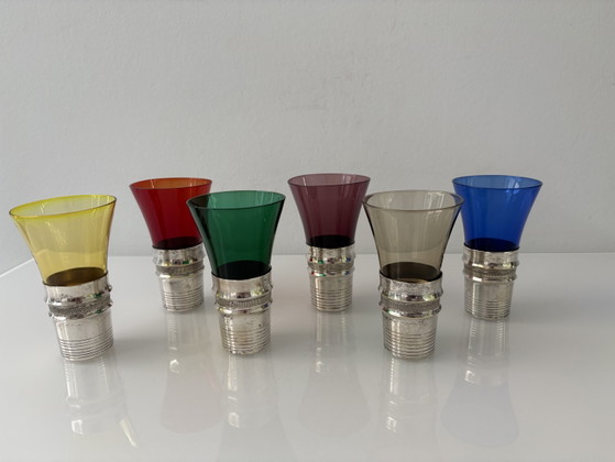Set di 6 bicchieri da aperitivo Boussu con supporti argentati | Mid-Century Modern | Belgio (photo 13 of 15)