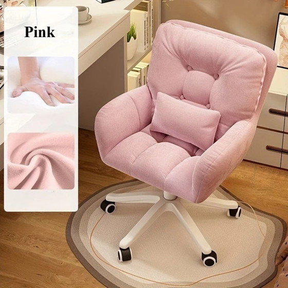 Image 1 of Dubbellaagse verdikte computerstoel, zachte bureaustoel, bureaustoel, kaptafelstoel, vijfsterren kunststof stoelpoten