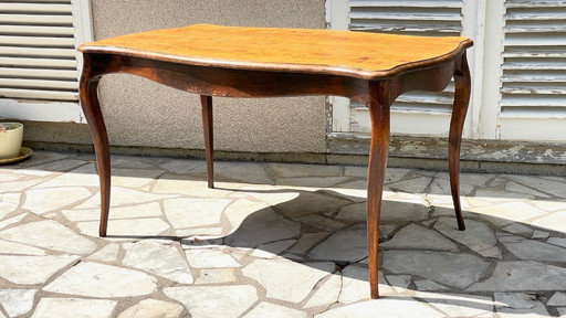 TABLE Ancienne BOIS Massif Pieds Courbés