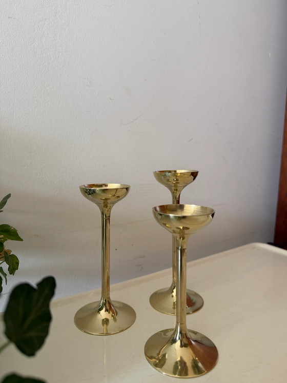 Set of 3 brass candlesticks – Candle holders, Mid Century Modern (photo 4 of 4)