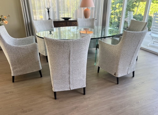Ghyczy Glass dining table, oval. Brand Ghyczy