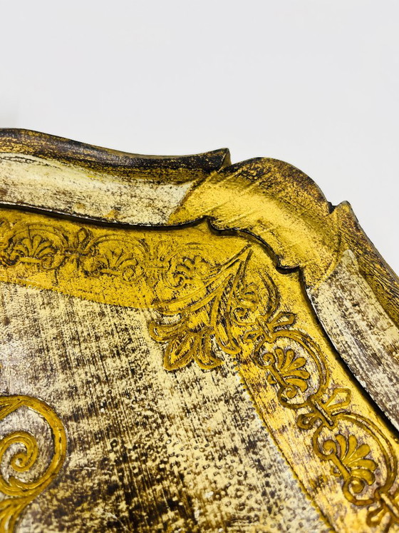 Grande vassoio fiorentino barocco in legno dorato, Accessori da tavola, Klassiek (foto 14 di 15)