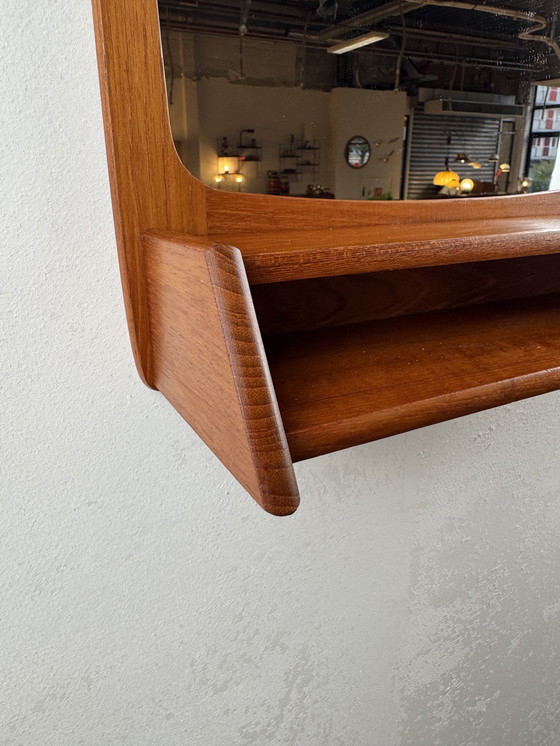 Image 1 of Mid-Century Modern Teak Mirror with Shelf