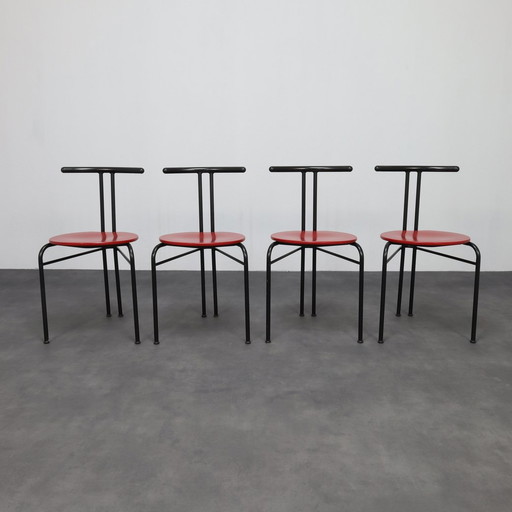 Set of 4 Postmodern Dining Chairs, 1980s