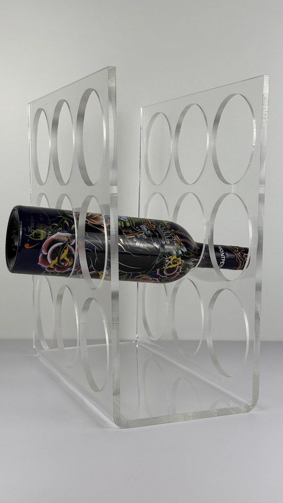 Image 1 of Vintage Plexiglass Acrylic Wine Rack Wine Bottle Bottle Holder