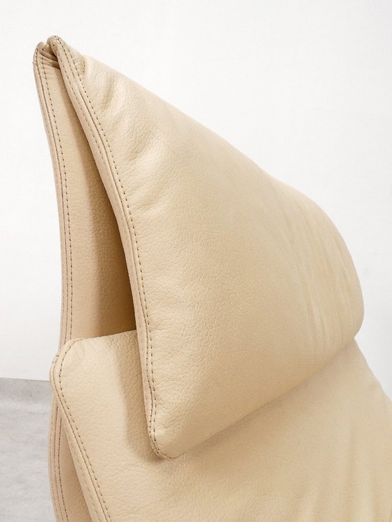 Image 1 of  Saporiti Onda Stuhl – cremefarbenes Leder 