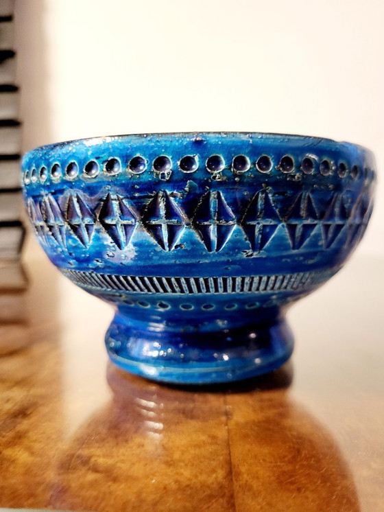 Image 1 of Rimini-blauer Keramik-Kerzenhalter, Aldo Londi für Bitossi, 1960er Jahre, Italien