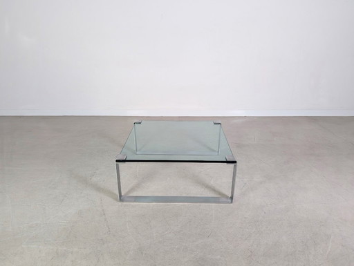 Mesa de centro clásica Peter Draenert 1022, mesa cuadrada de vidrio