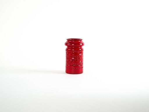 Red ceramic vase, German design, 1960s, made in West Germany