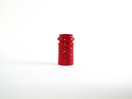 Image 1 of Red ceramic vase, German design, 1960s, made in West Germany