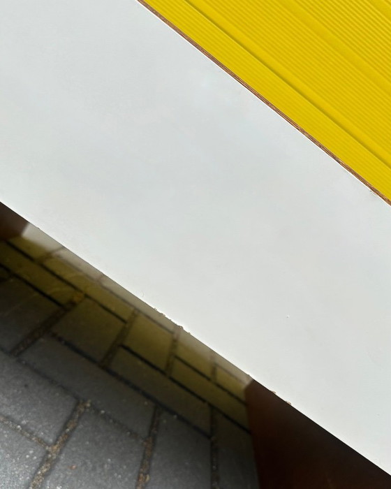 Image 1 of Vintage retro bedside tables / side table - wood veneer & white incl. drawer