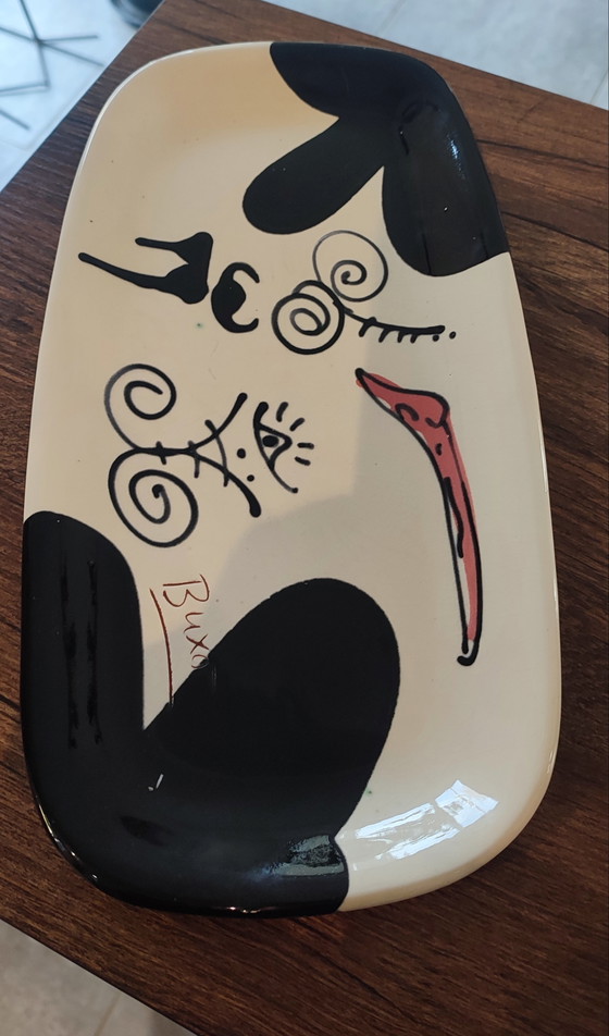 Image 1 of Plat allongé signé Thomas Buxó  atelier Atzana céramique moderniste 