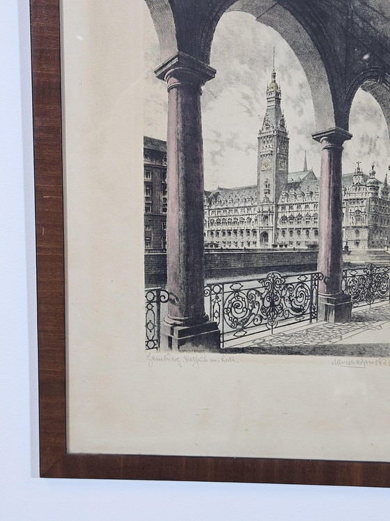 Albrecht Bruck, Stadhuis in Hamburg, Ets – Giclée Prints, Wood, Realisme (photo 9 of 14)