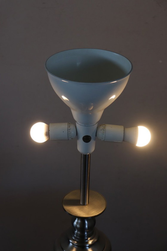 Image 1 of Large Table Lamp in Satin-Chrome Steel by Goffredo Reggiani, Italy 1970s