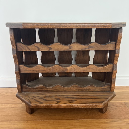 Vintage Brutalistisch Massief Eiken Wijnrek Jaren 60/70 – Wood (photo 2 of 8)