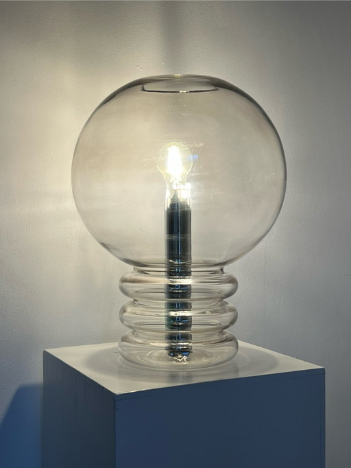 Vintage Glühbirnen-Tischlampe – Herbert Proft für Glashütte Limburg – tafellampen, Chrome, Mid Century Modern (photo 2 of 9)