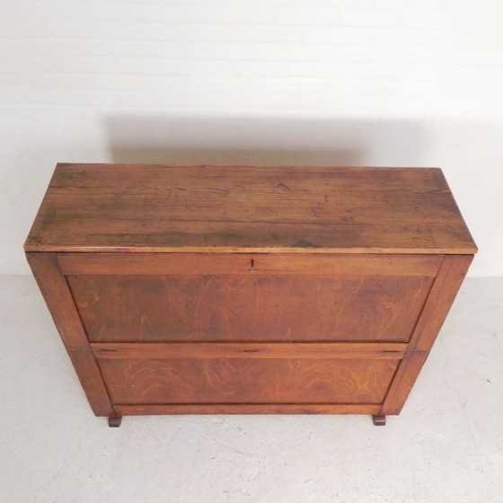 Pine school chart cabinet, architect's cabinet, map cabinet, 1930s, Storage cabinet, Wood, Brown (photo 8 of 25)