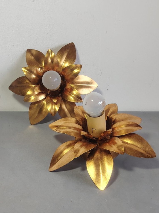 Image 1 of Wandlampen in Hollywood Regency-stijl uit de jaren 70.