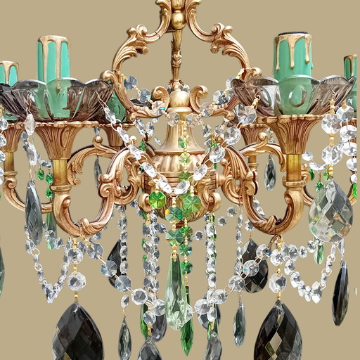 Chandelier with rauch-topaz glass.