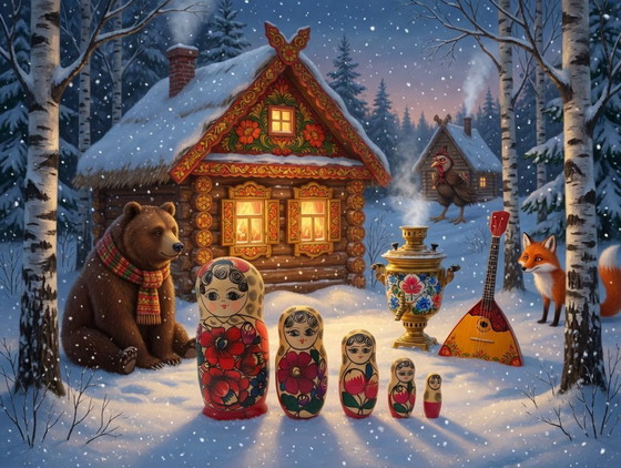 Image 1 of Autentiche bambole Matrioska tinte a mano – Set completo di 5