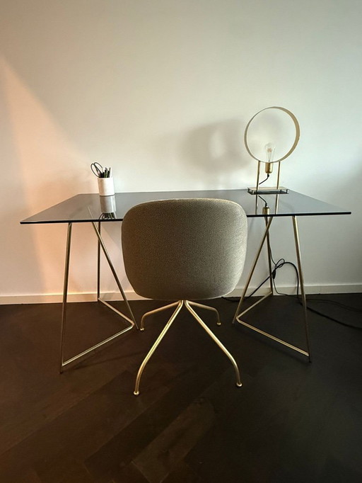 Glass desk by MADE – with gold legs