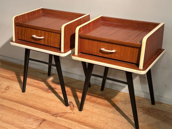 Image 1 of Prachtig vintage rockabilly tv meubel & 2 kastjes