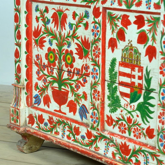 Folk art bridal chest, dated 1943 – Furniture, Iron, Wood (photo 8 of 14)
