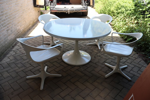 Space age dining set by Konrad Schäfer for Lübke, 1960s