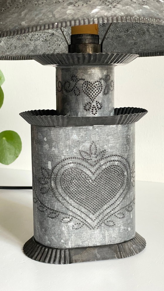 Image 1 of Vintage Zinc Heart Lamp