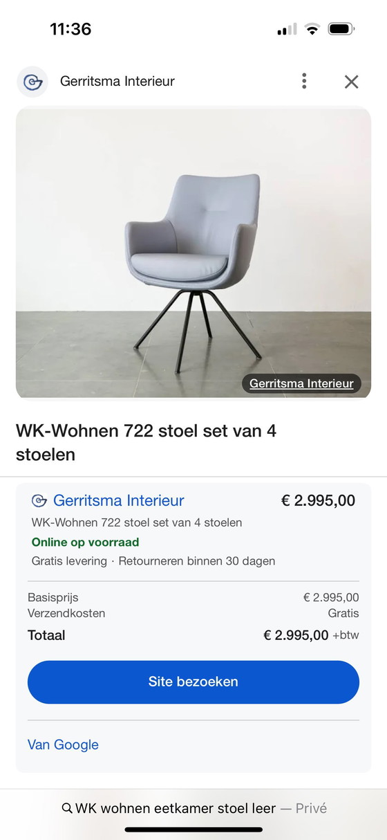 Image 1 of Esszimmerstuhl cognac Leder/Drehung WK722