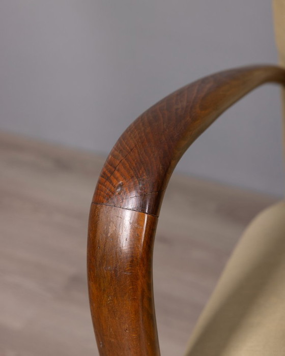 Image 1 of COPPIA DI POLTRONE VINTAGE ANNI '40 IN LEGNO E TESSUTO, DESIGN ITALIANO