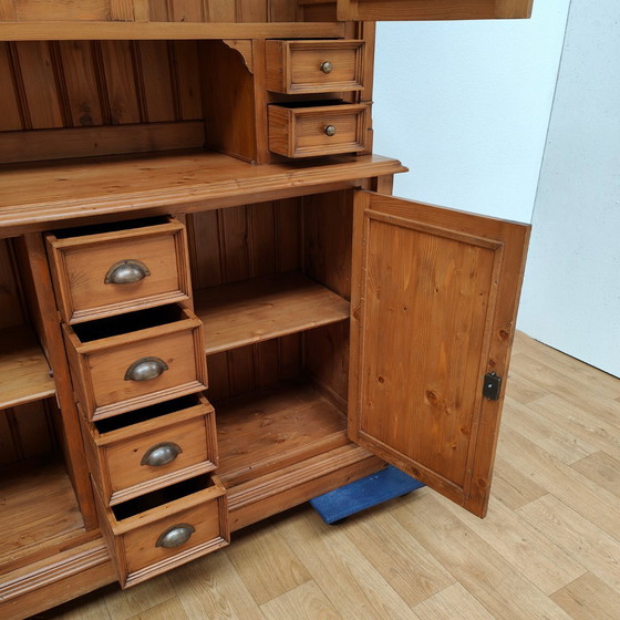Image 1 of Vintage French Country Pine Buffet Cabinet Wall Cupboard Kitchen Cupboard