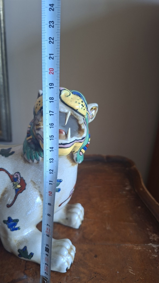 Vintage Kutani stijl Shishi leeuw - Porseleinen Foo hond beschermer - 24 cm - Kleurrijk – Decoratieve objecten (photo 8 of 8)