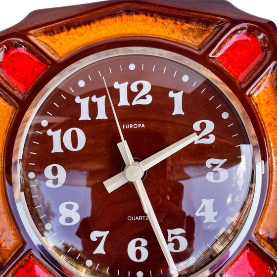 Image 1 of Horloge murale de cuisine Europe, Allemagne, 1970. Cadre rétro vintage en céramique