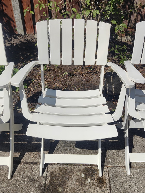 Image 1 of Set Of 3 White Vintage Grosfillex Boutique Garden Chairs