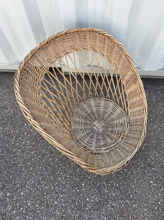 Image 1 of Wicker lounge set, 3 armchairs and a table, 1970s