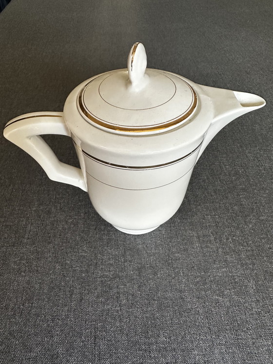 Image 1 of Moulin des Loups Orcerame France Art-Déco Ceramic coffee maker - Gold edging