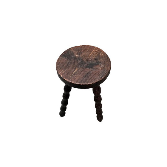 Vintage French wooden three-legged Stools, 60s/70s (photo 3 of 5)