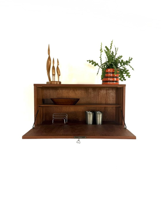 Image 1 of Vintage Danish teak wall cabinet, 1960s