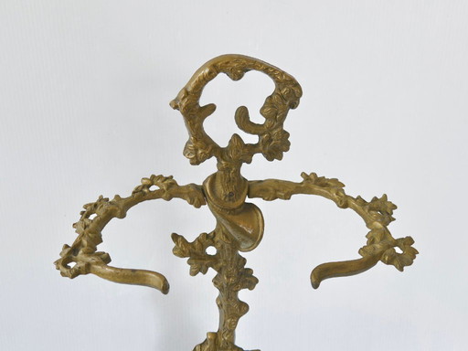 Vintage 1950s Hunting Scene Umbrella Stand in Gilded Brass